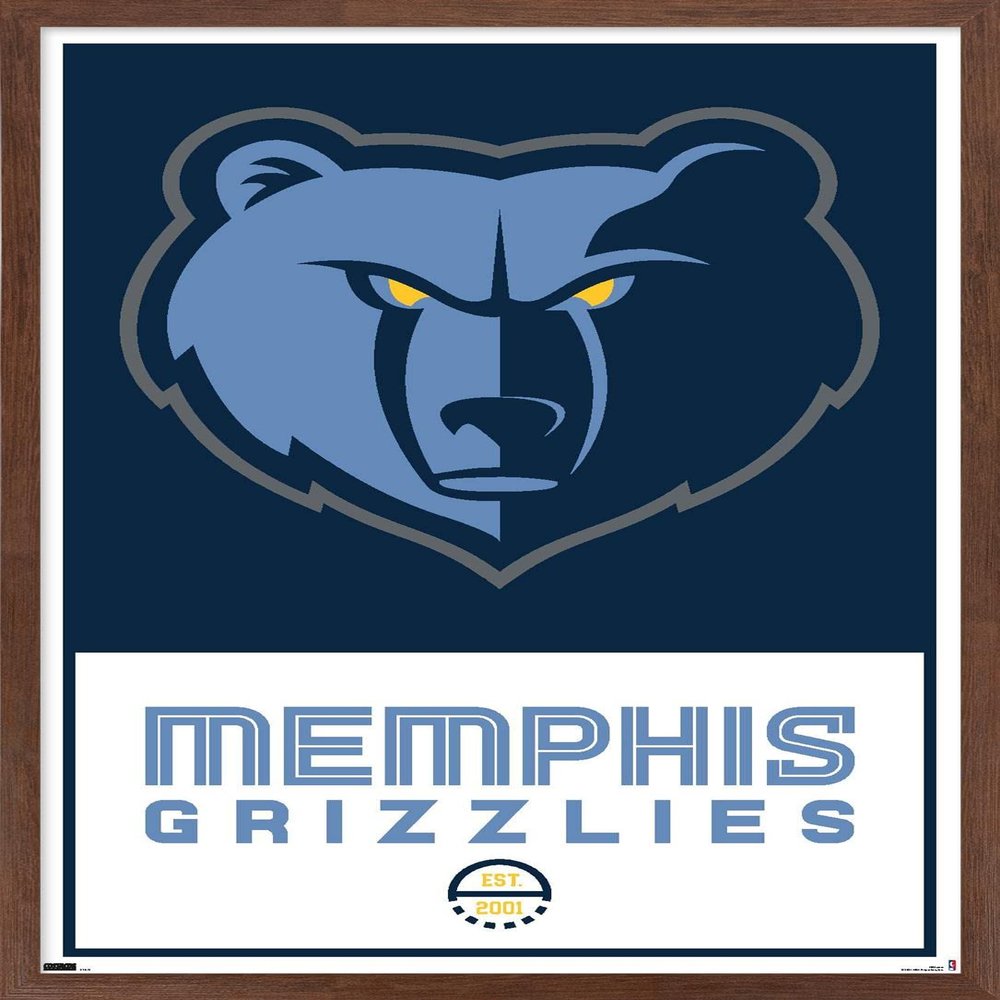 Trends International NBA Memphis Grizzlies - Logo 21 Wall Poster, 14.725" x 22.375", Mahogany Framed Version