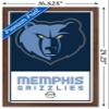 Trends International NBA Memphis Grizzlies - Logo 21 Wall Poster, 14.725" x 22.375", Mahogany Framed Version view 3