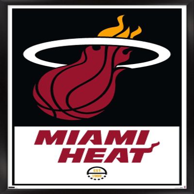 Trends International NBA Miami Heat - Logo 21 Wall Poster, 22.375" x 34", Black Framed Version