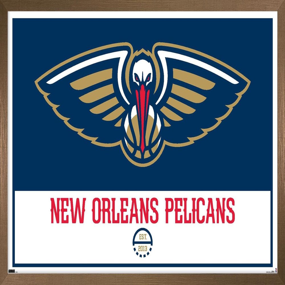 Trends International NBA New Orleans Pelicans - Logo 21 Wall Poster, 22.375" x 34", Bronze Framed Version