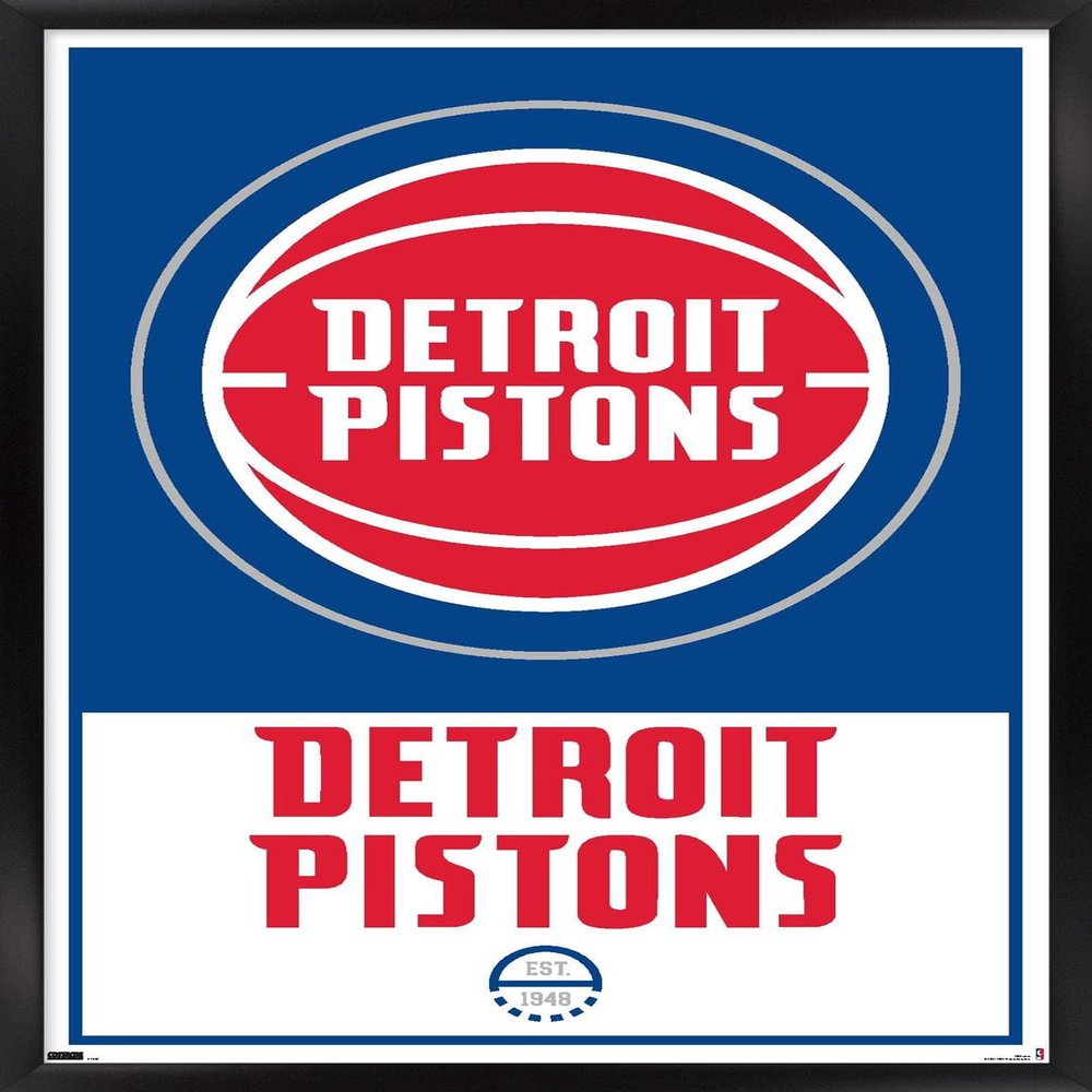 Trends International NBA Detroit Pistons - Logo 21 Wall Poster, 22.375" x 34", Black Framed Version