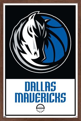 Trends International NBA Dallas Mavericks - Logo 21 Wall Poster, 22.375" x 34", Mahogany Framed Version