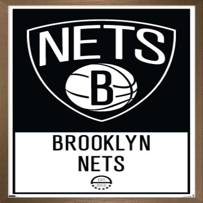 Trends International NBA Brooklyn Nets - Logo 21 Wall Poster, 22.375" x 34", Bronze Framed Version