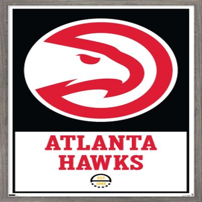 Trends International NBA Atlanta Hawks - Logo 21 Wall Poster, 14.725" x 22.375", Barnwood Framed Version