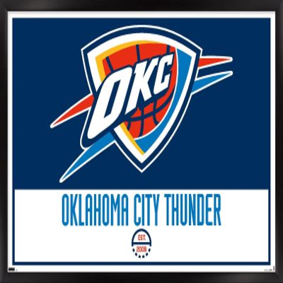 Trends International NBA Oklahoma City Thunder - Logo 21 Wall Poster, 22.375" x 34", Black Framed Version