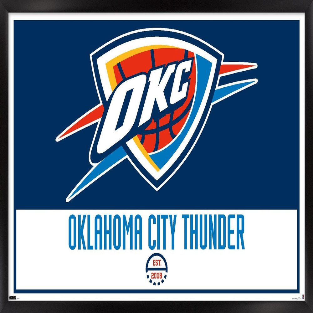 Trends International NBA Oklahoma City Thunder - Logo 21 Wall Poster, 22.375" x 34", Black Framed Version