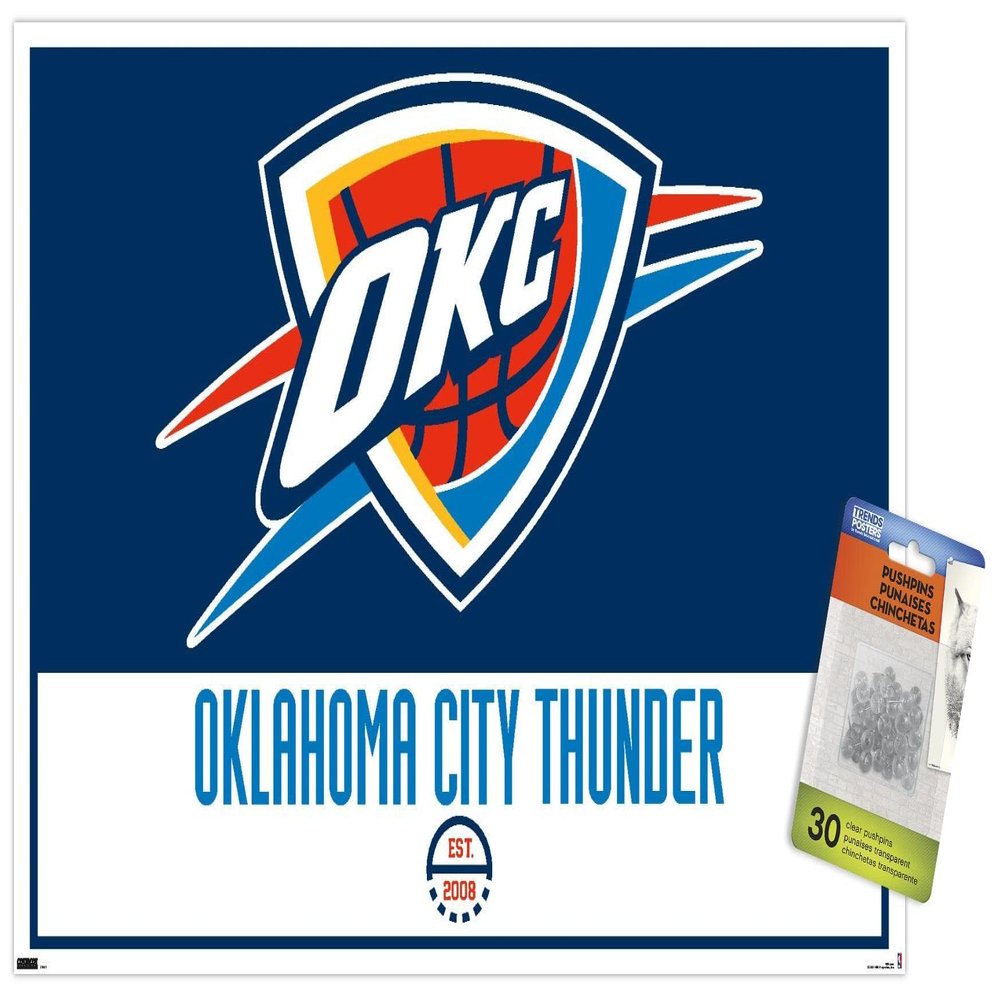 NBA Oklahoma City Thunder - Logo 21 Wall Poster with Push Pins