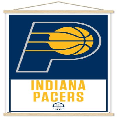 Trends International NBA Indiana Pacers - Logo 21 Wall Poster, 22.375" x 34", Premium Print and Beechwood Hanger Bundle