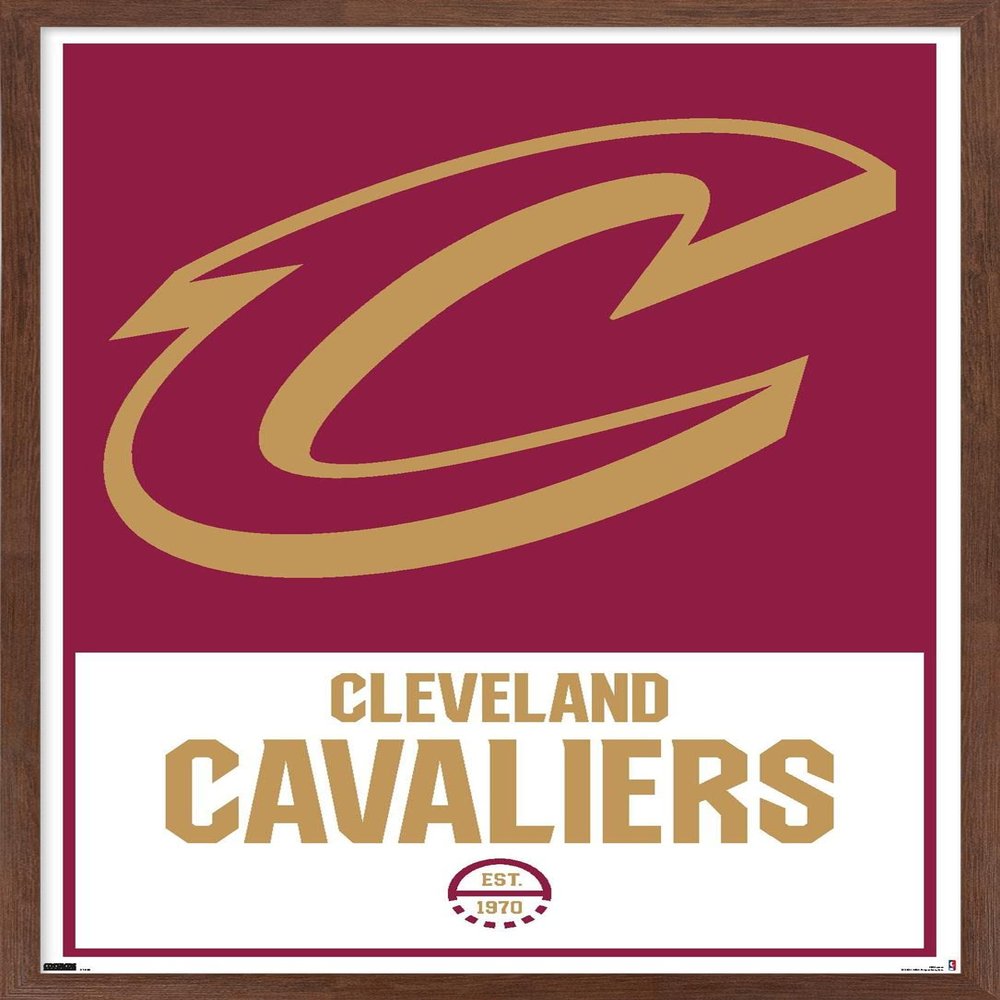 Trends International NBA Cleveland Cavaliers - Logo 21 Wall Poster, 14.725" x 22.375", Mahogany Framed Version