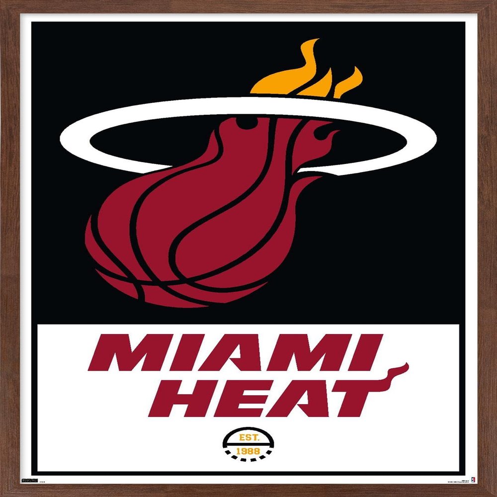 Trends International NBA Miami Heat - Logo 21 Wall Poster, 14.725" x 22.375", Mahogany Framed Version