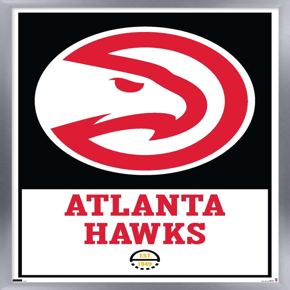 Trends International NBA Atlanta Hawks - Logo 21 Wall Poster, 14.725" x 22.375", Silver Framed Version