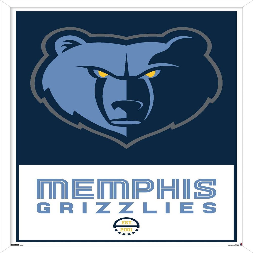 Trends International NBA Memphis Grizzlies - Logo 21 Wall Poster, 14.725" x 22.375", White Framed Version
