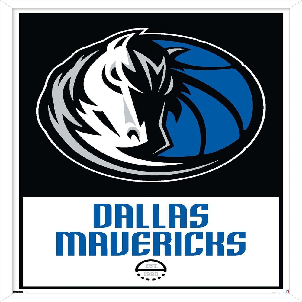 Trends International NBA Dallas Mavericks - Logo 21 Wall Poster, 22.375" x 34", White Framed Version