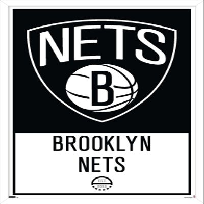 Trends International NBA Brooklyn Nets - Logo 21 Wall Poster, 14.725" x 22.375", White Framed Version