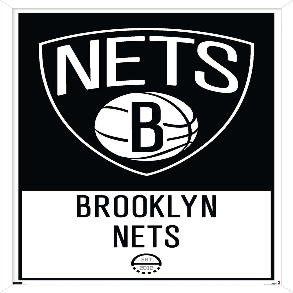 Trends International NBA Brooklyn Nets - Logo 21 Wall Poster, 14.725" x 22.375", White Framed Version