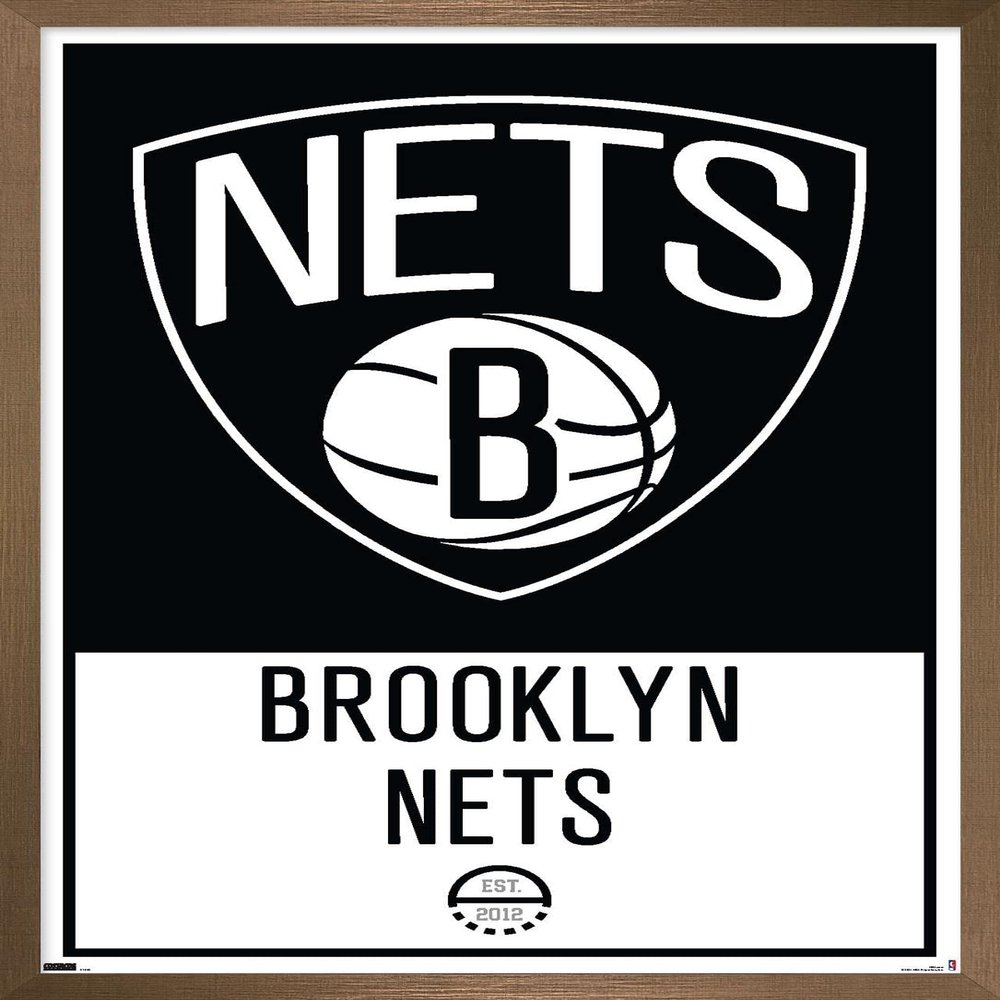 Trends International NBA Brooklyn Nets - Logo 21 Wall Poster, 14.725" x 22.375", Bronze Framed Version