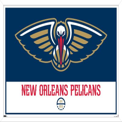 Trends International NBA New Orleans Pelicans - Logo 21 Wall Poster, 22.375" x 34", White Framed Version