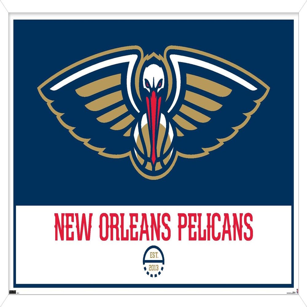 Trends International NBA New Orleans Pelicans - Logo 21 Wall Poster, 22.375" x 34", White Framed Version
