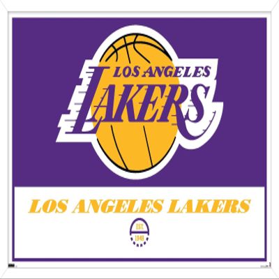 Trends International NBA Los Angeles Lakers - Logo 21 Wall Poster, 14.725" x 22.375", White Framed Version