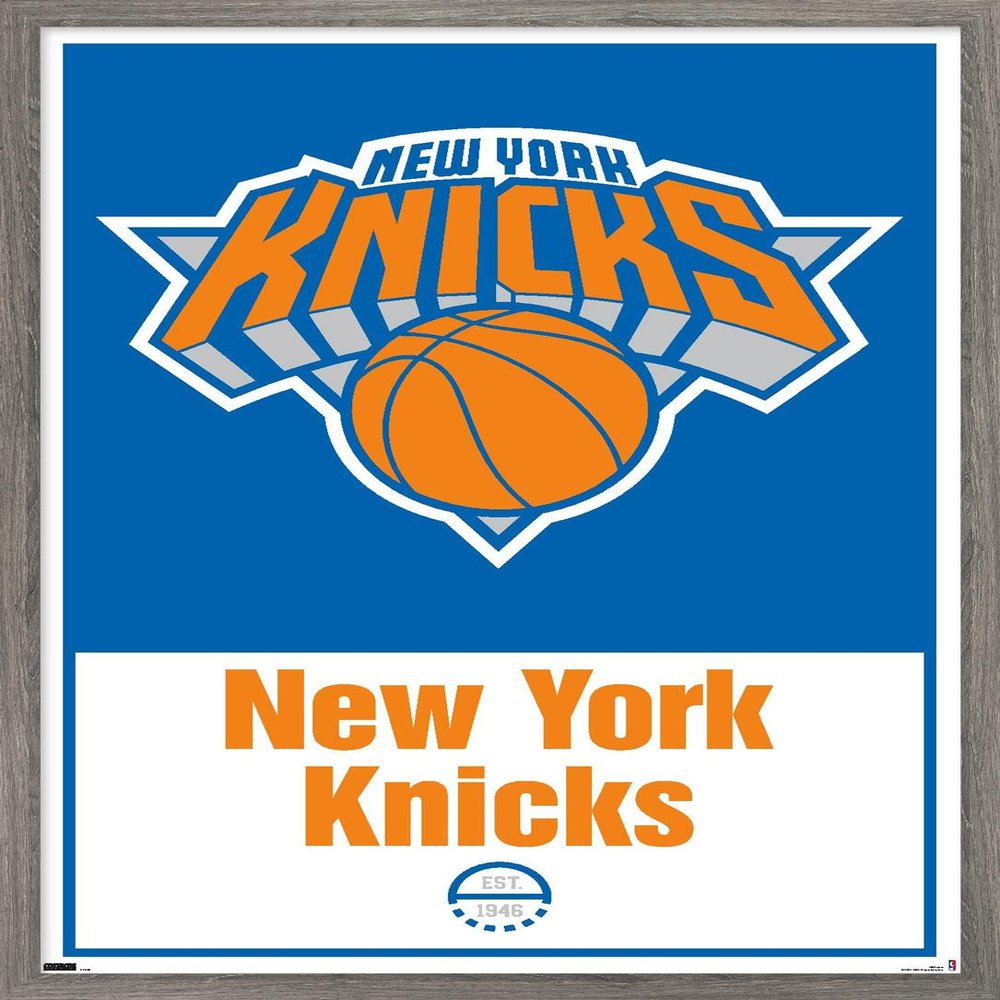 Trends International NBA New York Knicks - Logo 21 Wall Poster, 22.375" x 34", Barnwood Framed Version