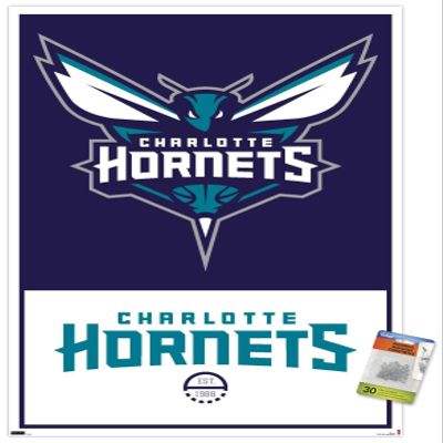 NBA Charlotte Hornets - Logo 21 Wall Poster with Pushpins