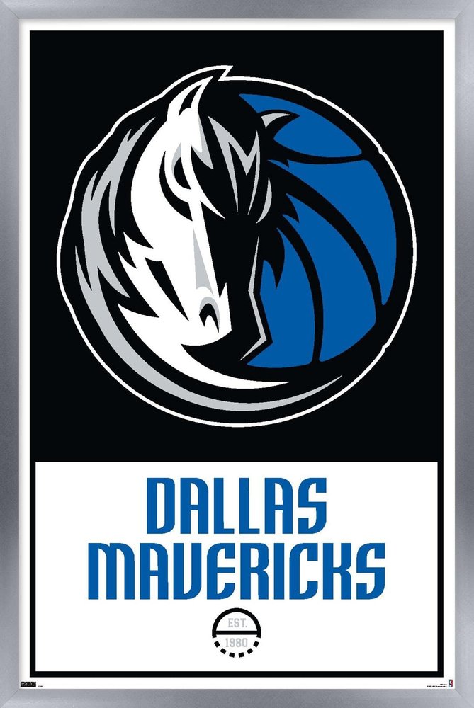 Trends International NBA Dallas Mavericks - Logo 21 Wall Poster, 22.375" x 34", Silver Framed Version