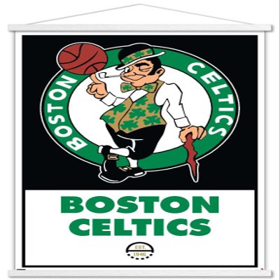 Trends International NBA Boston Celtics - Logo 21 Wall Poster, 22.375" x 34", Premium Print and White Hanger Bundle