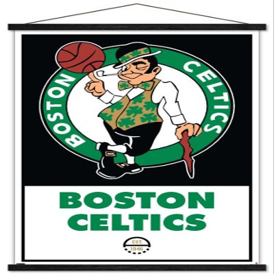 Trends International NBA Boston Celtics - Logo 21 Wall Poster, 22.375" x 34", Premium Print and Black Hanger Bundle