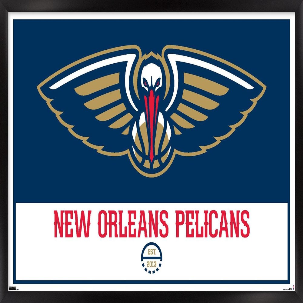 Trends International NBA New Orleans Pelicans - Logo 21 Wall Poster, 22.375" x 34", Black Framed Version