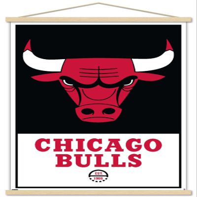 Trends International NBA Chicago Bulls - Logo 21 Wall Poster, 22.375" x 34", Premium Print and Beechwood Hanger Bundle