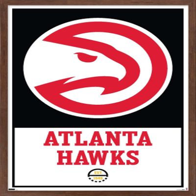 Trends International NBA Atlanta Hawks - Logo 21 Wall Poster, 14.725" x 22.375", Mahogany Framed Version