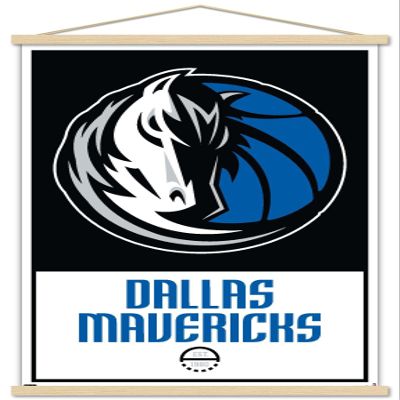 Trends International NBA Dallas Mavericks - Logo 21 Wall Poster, 22.375" x 34", Premium Print and Beechwood Hanger Bundle