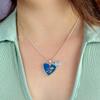 Kansas Jayhawks Amara Crystal Heart Silver Chain Necklace Jewelry Gift KU view 2
