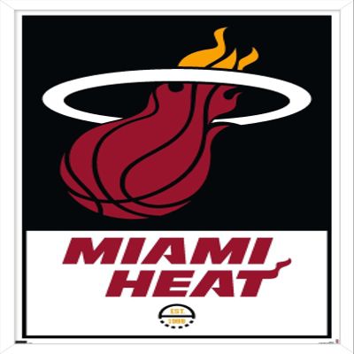Trends International NBA Miami Heat - Logo 21 Wall Poster, 14.725" x 22.375", White Framed Version