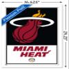 Trends International NBA Miami Heat - Logo 21 Wall Poster, 14.725" x 22.375", White Framed Version view 3