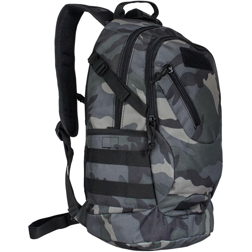 FOX OUTDOOR PRODUCTS Scout MOLLE Day Pack | Compact 20L Tactical Backpack with Hydration Sleeve for EDC, Hiking & Outdoor Use, Midnight Woodland