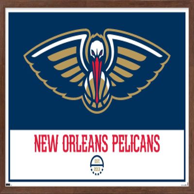 Trends International NBA New Orleans Pelicans - Logo 21 Wall Poster, 22.375" x 34", Mahogany Framed Version