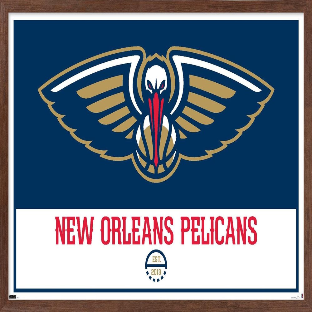 Trends International NBA New Orleans Pelicans - Logo 21 Wall Poster, 22.375" x 34", Mahogany Framed Version