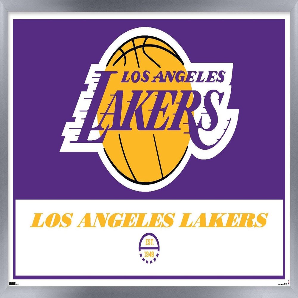 Trends International NBA Los Angeles Lakers - Logo 21 Wall Poster, 14.725" x 22.375", Silver Framed Version