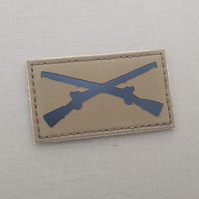 IR US Army Infantry Crossed Rifles Infrared Insignia Morale Tactical Laser Patch (Coyote Brown)