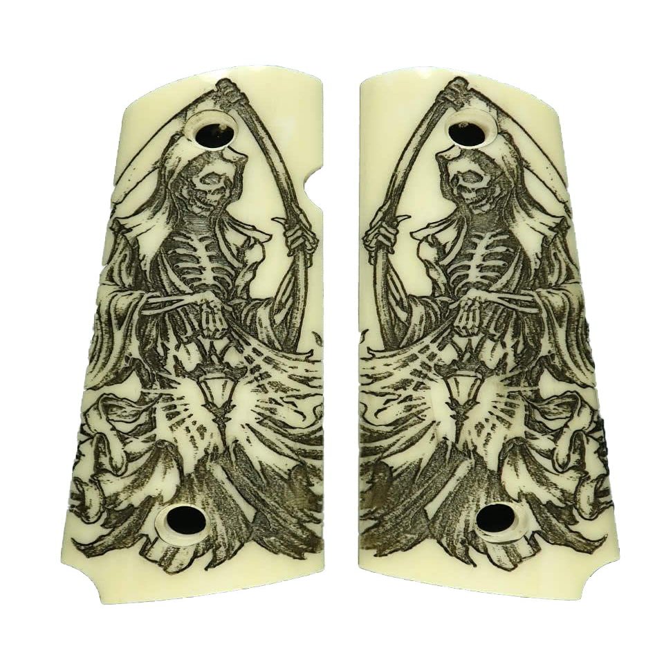 Faux Ivory Grim Reaper Full Size 1911 Grips