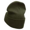 Iraq War Ribbon Embroidered 12 Inch Solid Knit Cuff Long Beanie Made in USA - Military Green OSFM view 2
