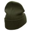 Iraq War Ribbon Embroidered 12 Inch Solid Knit Cuff Long Beanie Made in USA - Military Green OSFM view 3