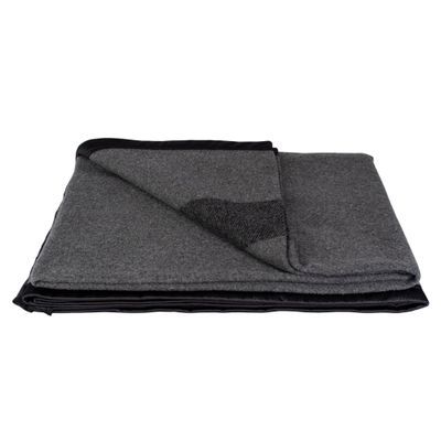 Fox Outdoor Products Wool Blanket - Warm Lightweight Wool Blend Blanket with Whip-Stitched Edges for Outdoor & Home Use, German Army Style - Grey with Black Stripes