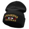Afghanistan War Ribbon Embroidered 12 Inch Solid Knit Cuff Long Beanie Made in USA - Black OSFM view 1