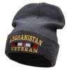 Afghanistan War Ribbon Embroidered 12 Inch Solid Knit Cuff Long Beanie Made in USA - Charcoal OSFM view 1