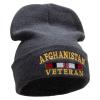 Afghanistan War Ribbon Embroidered 12 Inch Solid Knit Cuff Long Beanie Made in USA - Charcoal OSFM view 4