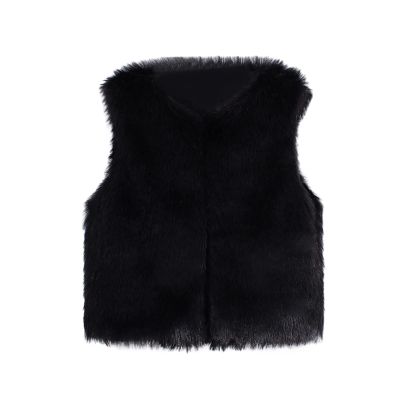EnJoCho Viviplus Toddler Baby Girls Kids Winter Fall Warm Faux Fur Waistcoat Short Vest Jacket Coat Sleeveless Outerwear Thick Coat (Black, 18-24 Months)
