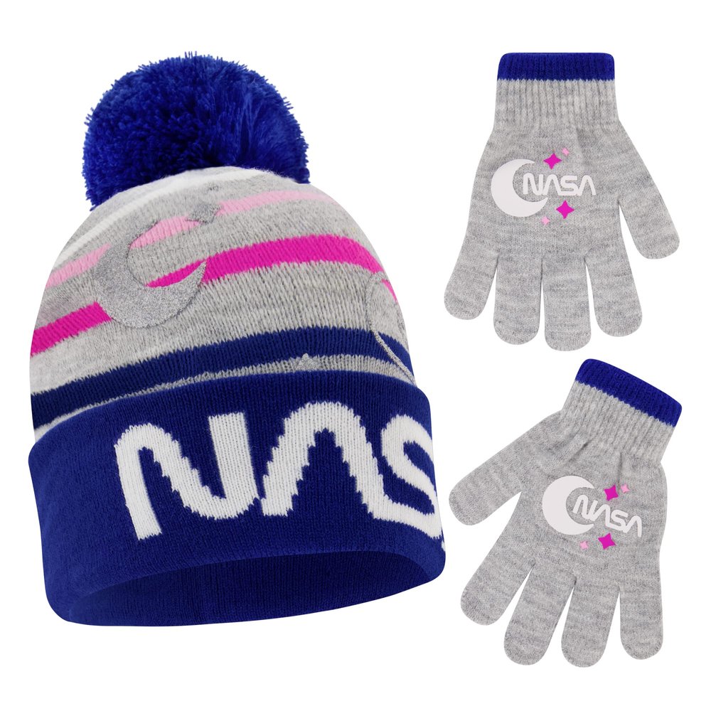 ABG Accessories Boys and Girls Winter Hat with Kids Gloves Set, NASA for Ages 4-7