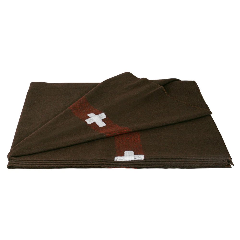 Fox Outdoor Products Wool Blanket - Warm Lightweight Wool Blend Blanket with Whip-Stitched Edges for Outdoor & Home Use, Swiss Army Style - DEEP Chestnut Brown
